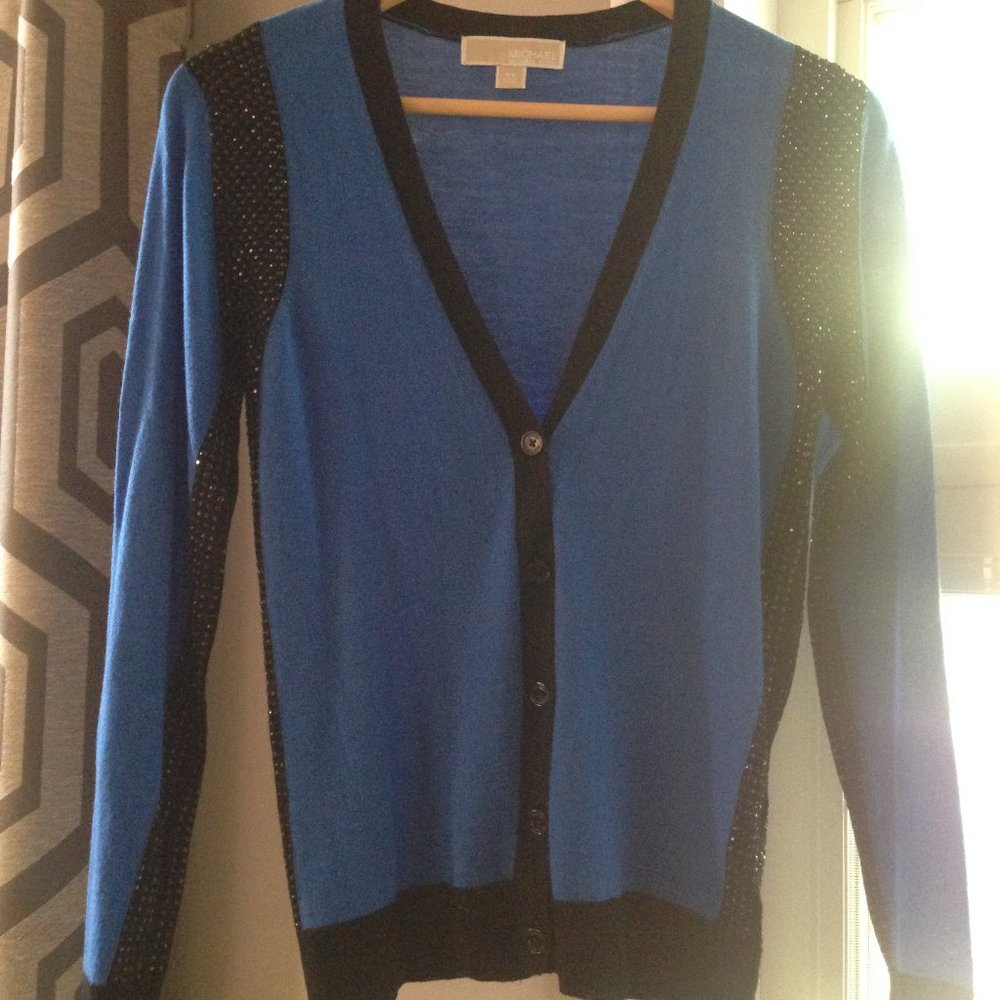 MICHAEL Michael Kors Blue Cardigan w/ Black Studs